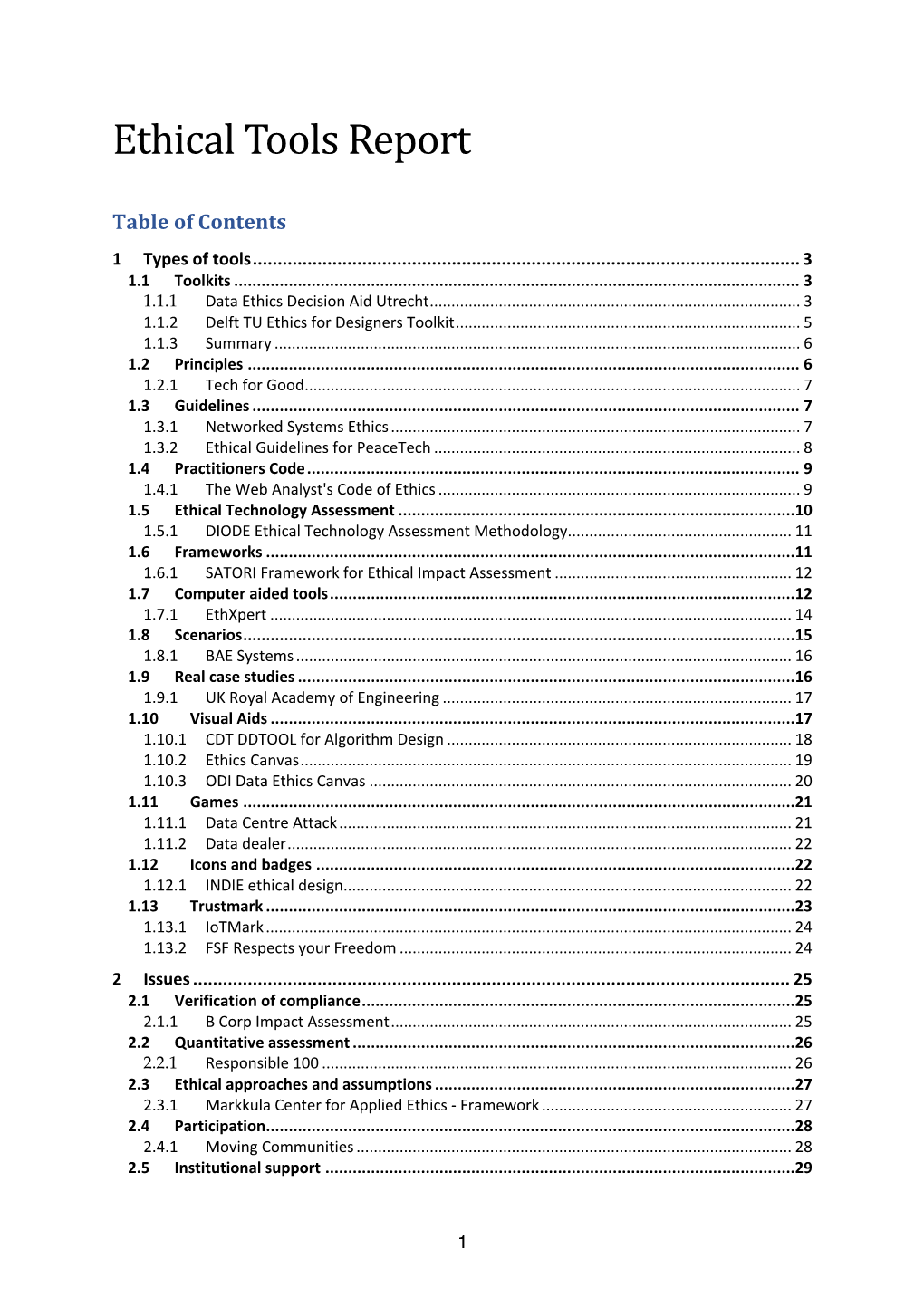 Ethical Tools Report