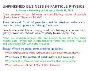 Unfinished Business in Particle Physics J