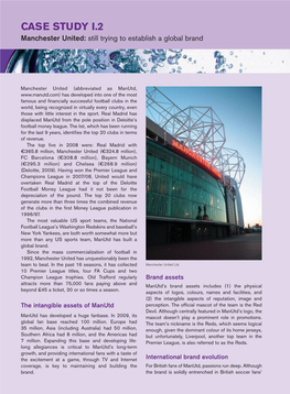CASE STUDY I.2 Manchester United: Still Trying to Establish a Global Brand