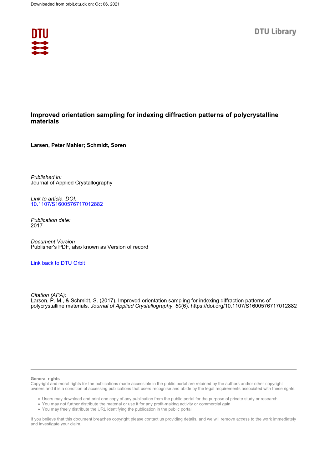 Improved Orientation Sampling for Indexing Diffraction Patterns of Polycrystalline Materials