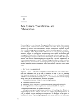 Type Systems, Type Inference, and Polymorphism