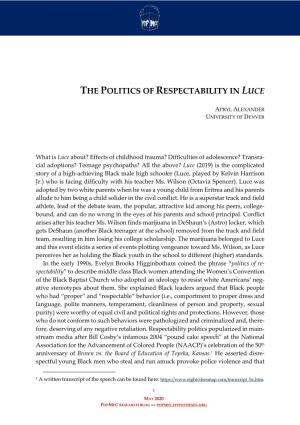 The Politics of Respectability in Luce