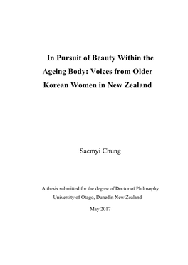 In Pursuit of Beauty Within the Ageing Body: Voices from Older Korean Women in New Zealand