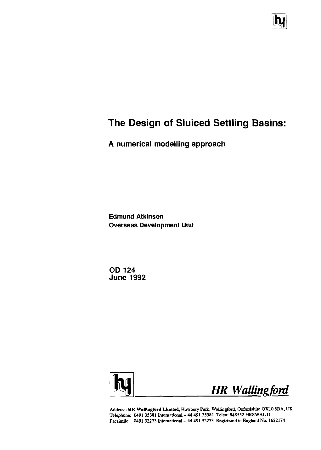 The Design of Sluiced Settling Basins