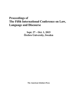 Proceedings of the Fifth International Conference on Law, Language and Discourse