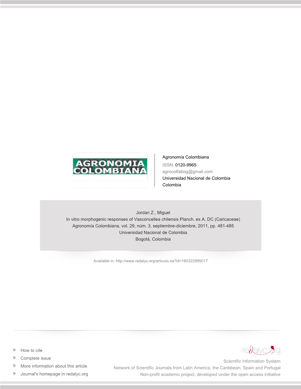 Redalyc.In Vitro Morphogenic Responses of Vasconcellea