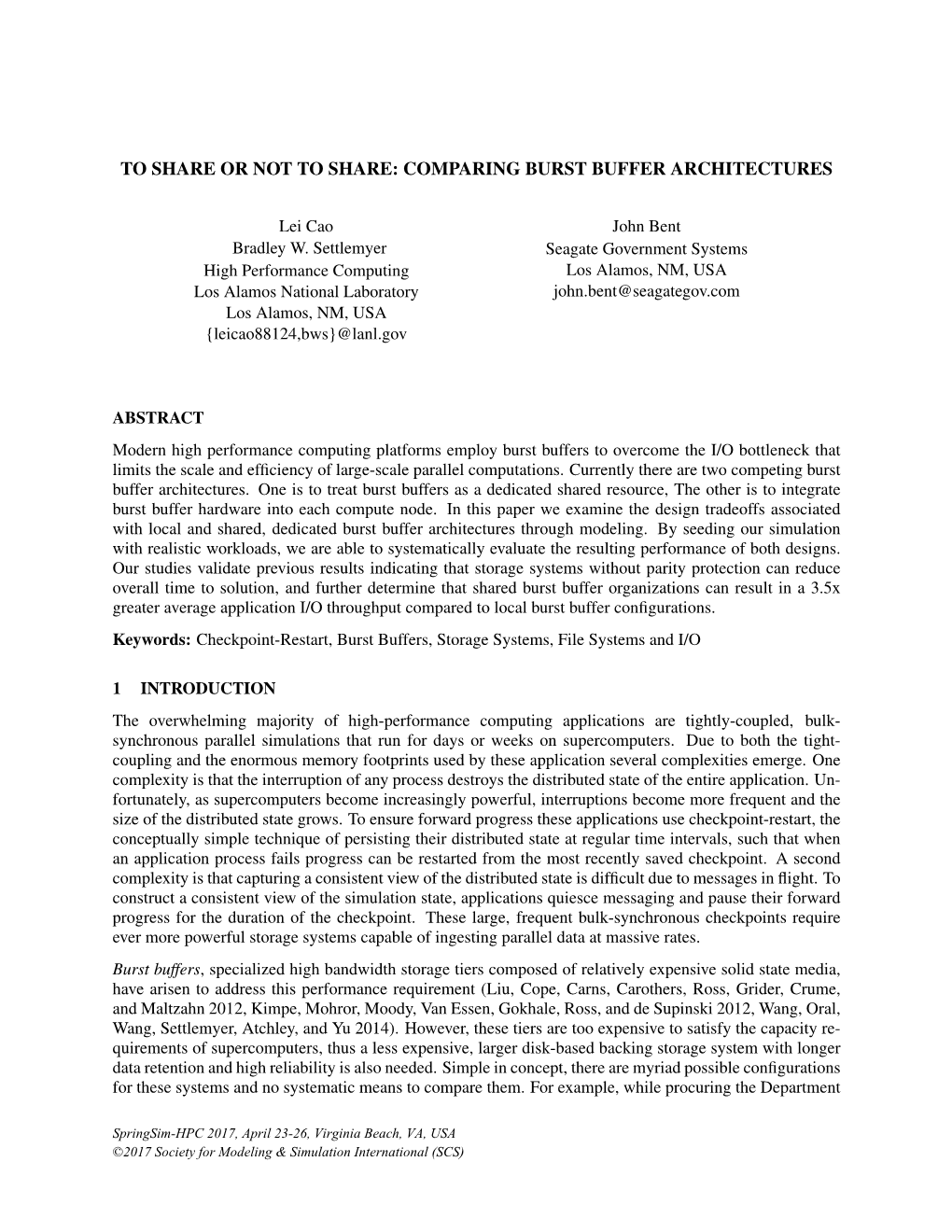 Comparing Burst Buffer Architectures