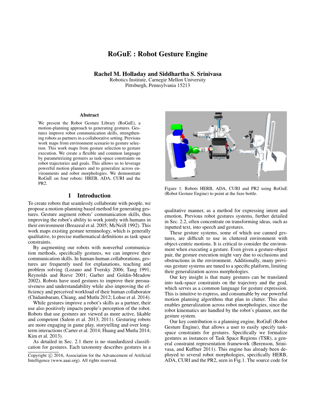 Rogue : Robot Gesture Engine