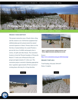 PROJECT DESCRIPTION This Project Restored an Area of Beach Where Oiling and the Extensive Use of All-Terrain Equipment Had Inhib
