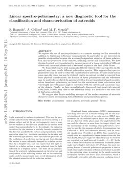 Linear Spectro-Polarimetry: a New Diagnostic Tool for the Classification and Characterisation of Asteroids