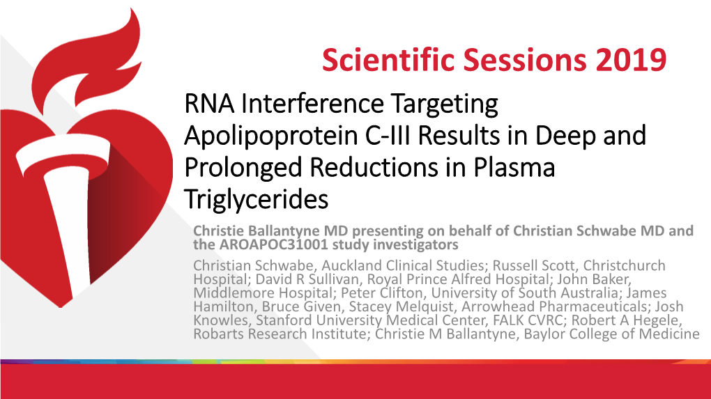 RNA Interference Targeting Apolipoprotein C-III Results in Deep