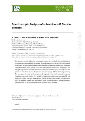 Spectroscopic Analyses of Subluminous B Stars in Binaries