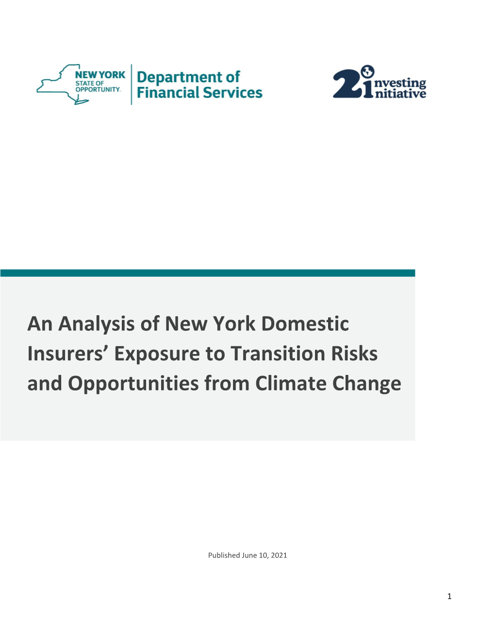 An Analysis of New York Domestic Insurers' Exposure to Transition