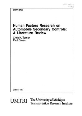 Human Factors Research on Automobile Secondary Controls: a Literature Review Chris H