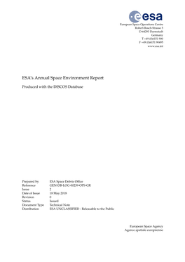 ESA's Annual Space Environment Report