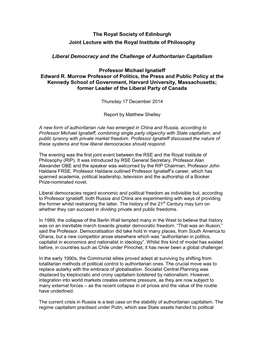Liberal Democracy and the Challenge of Authoritarian Capitalism