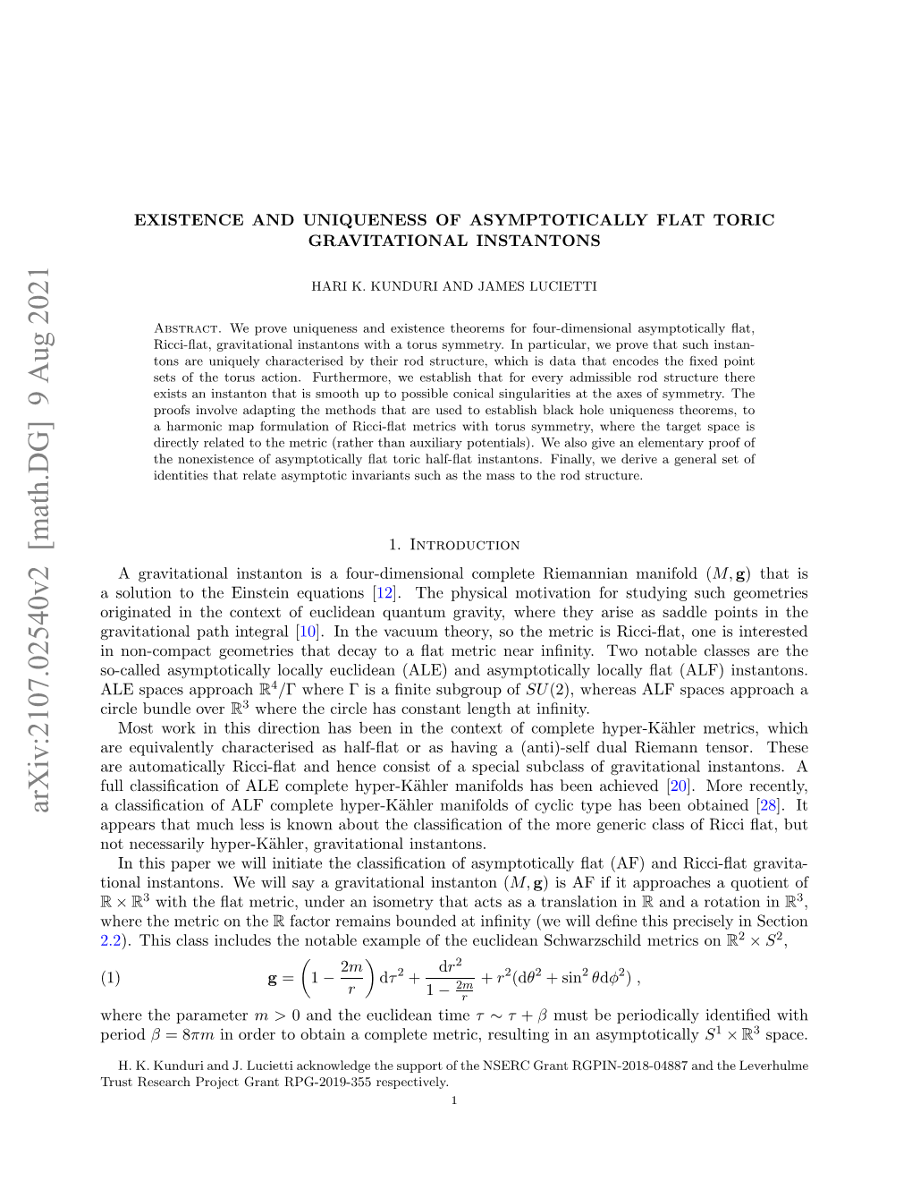 Arxiv:2107.02540V2 [Math.DG] 9 Aug 2021