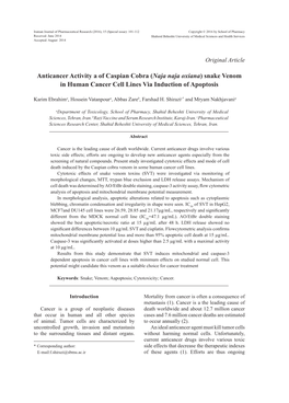 Snake Venom in Human Cancer Cell Lines Via Induction of Apoptosis