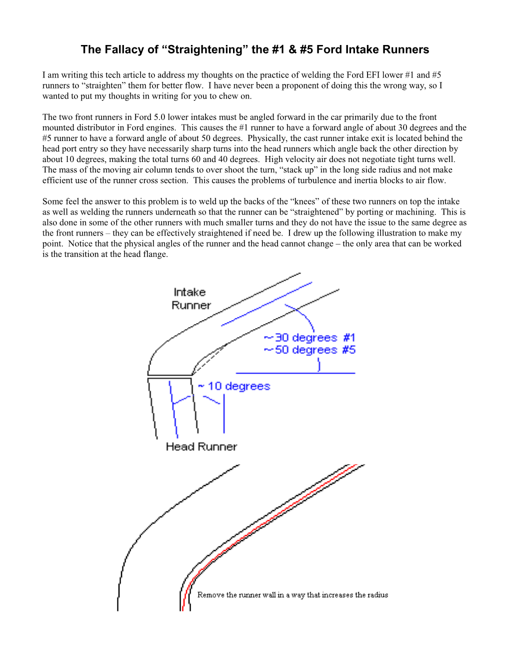 The Flow Fallacy of Straightening the #1 and #5 Ford Intake Runners