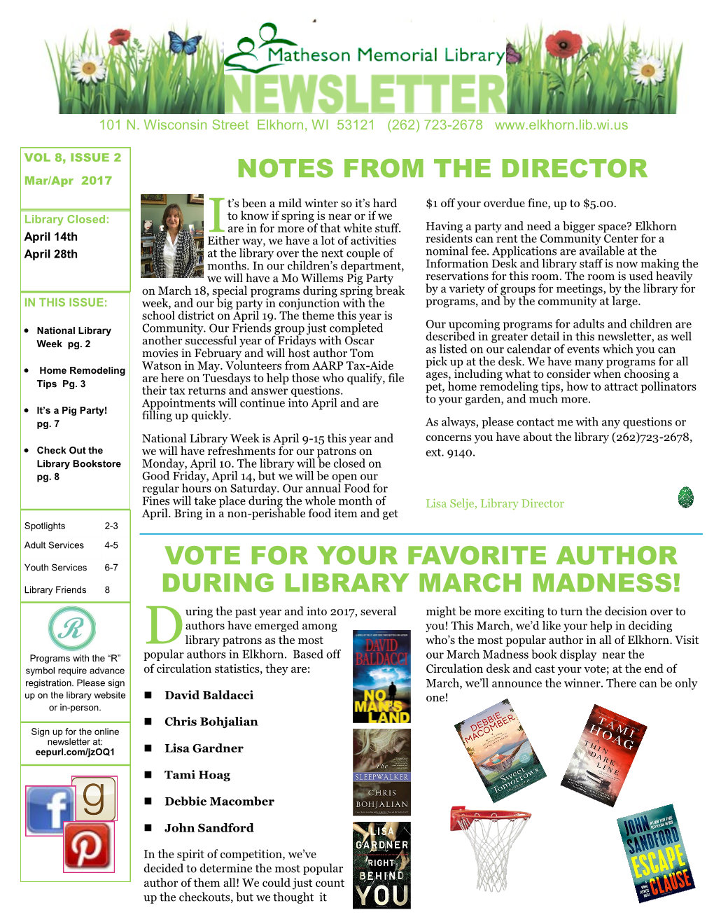 Notes from the Director Vote for Your Favorite Author