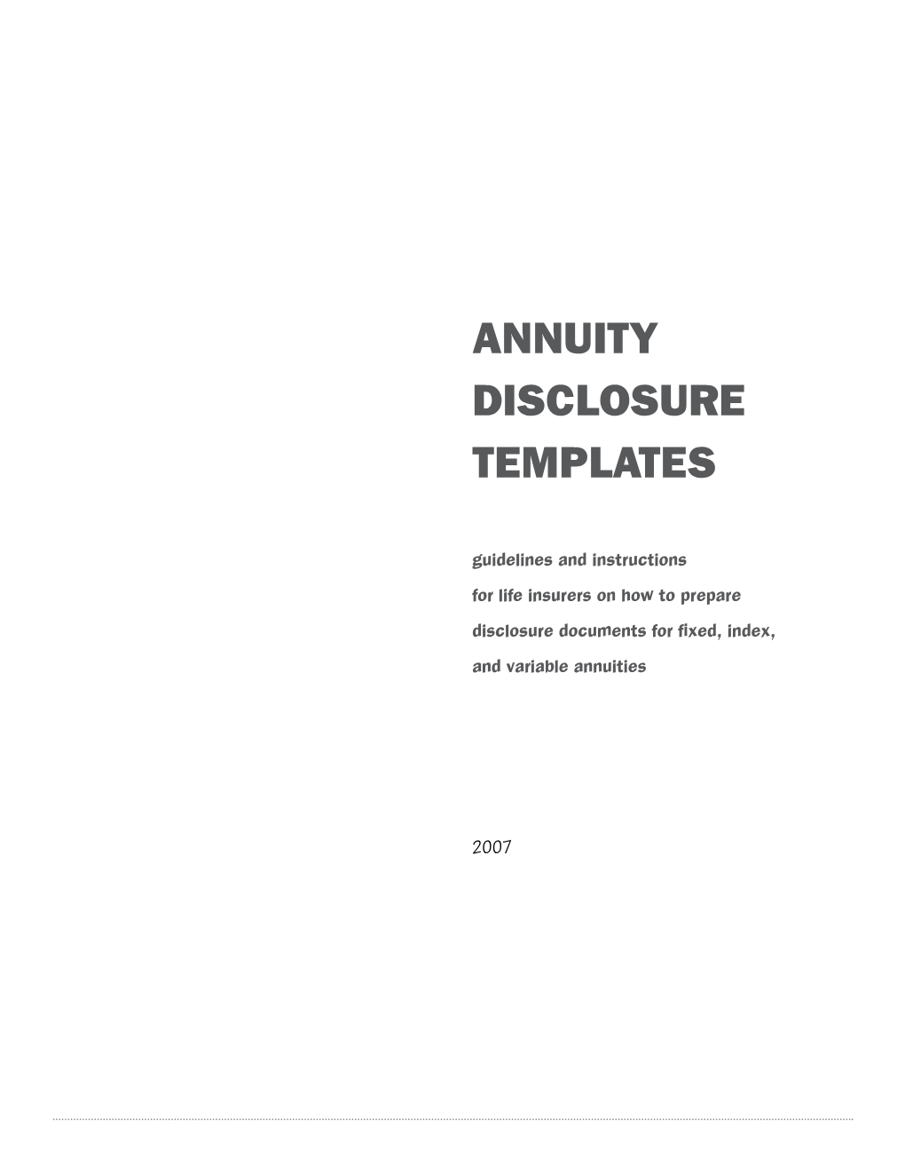 Annuity Disclosure Templates