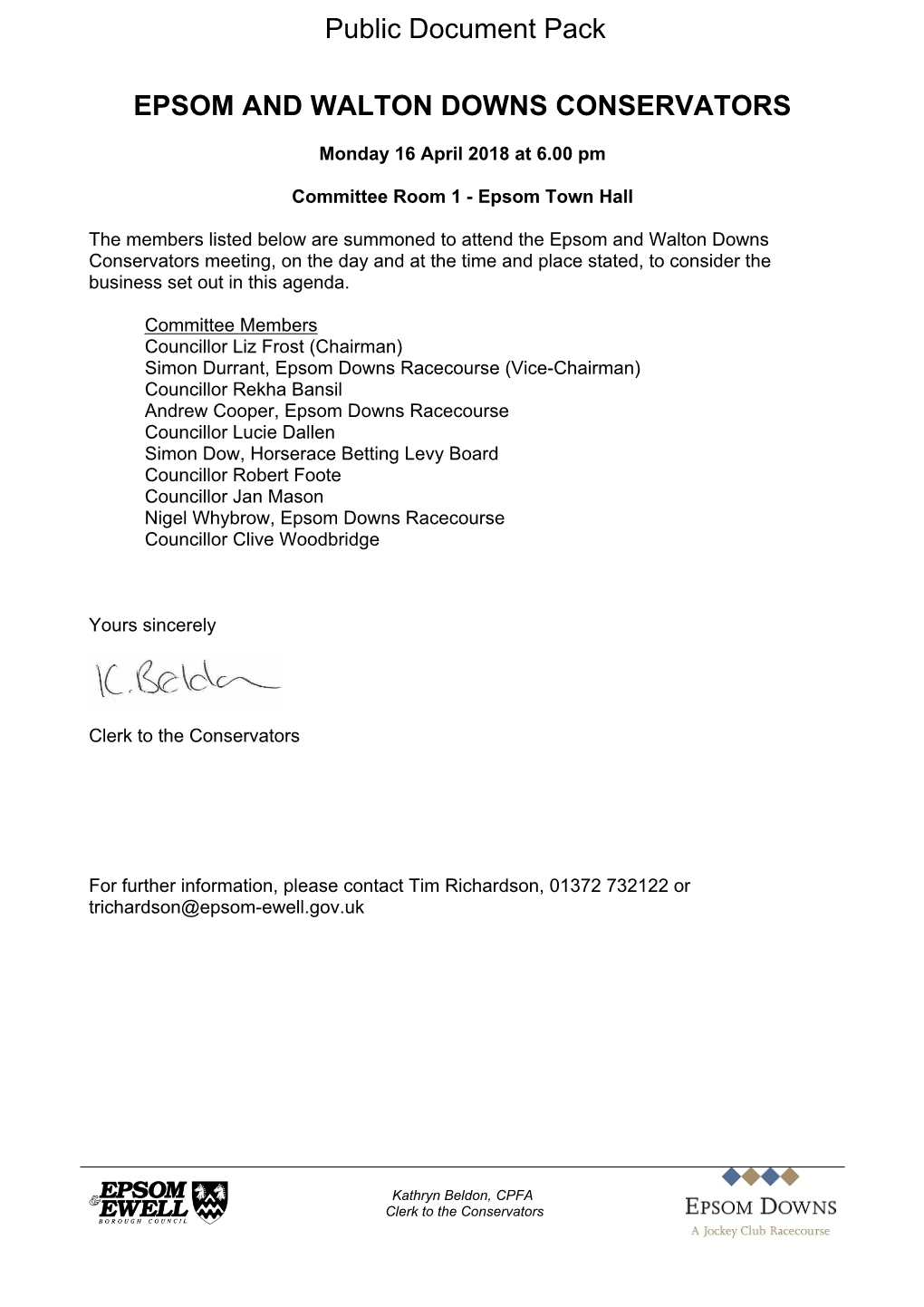 (Public Pack)Agenda Document for Epsom and Walton Downs