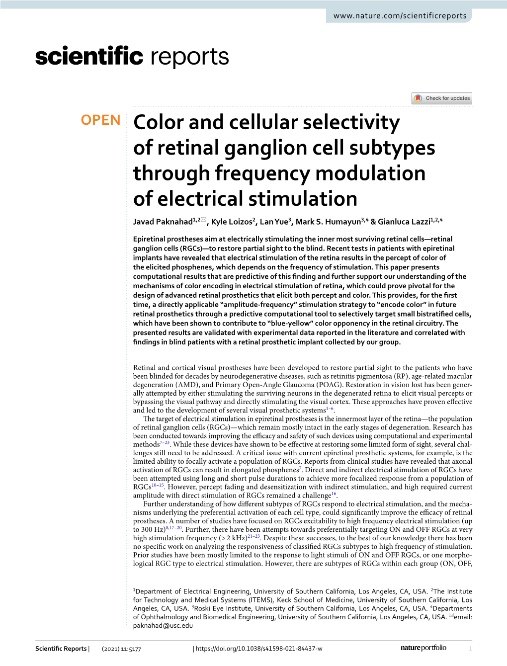 Color and Cellular Selectivity of Retinal Ganglion Cell Subtypes Through Frequency Modulation of Electrical Stimulation