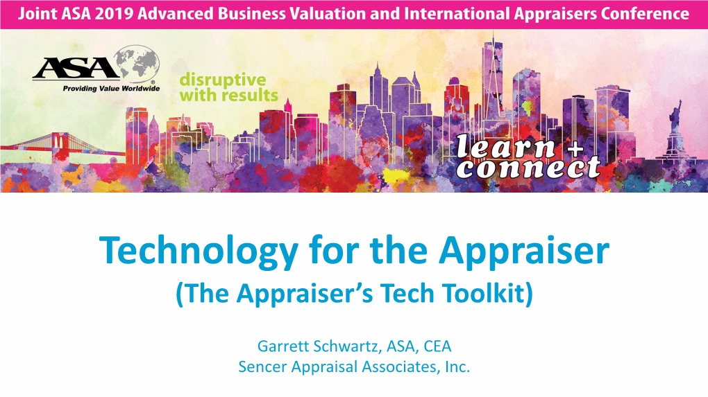 Schwartz Appraiser's Tech Toolkit 2019-0816 To