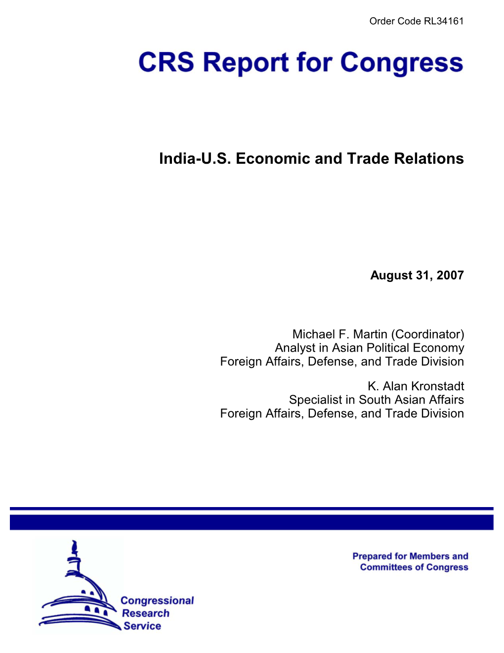 India-U.S. Economic and Trade Relations