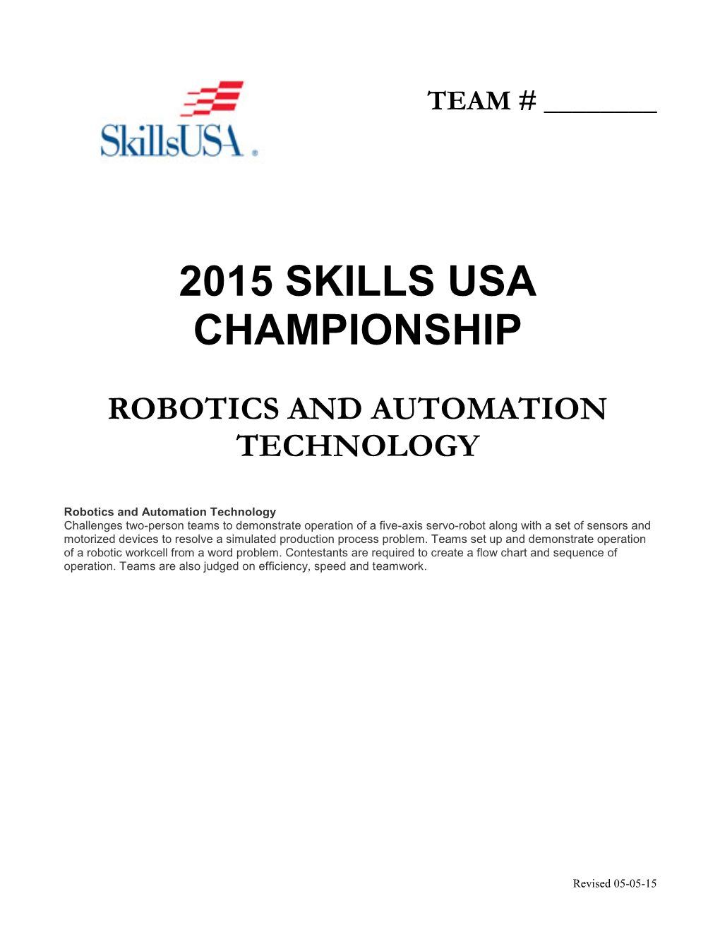2015 Skills Usa Championship Robotics and Automation Technology
