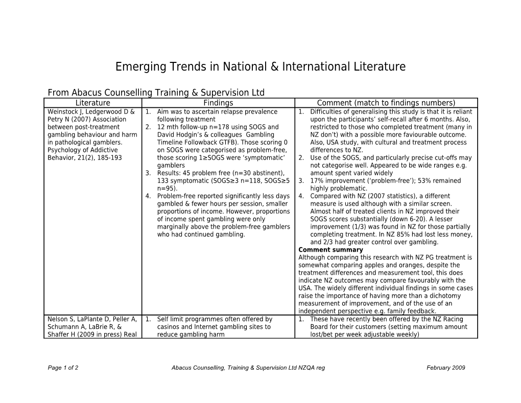 Public/MOH/Reports/2008/Feedback to MOH Re Emerging Trends in National