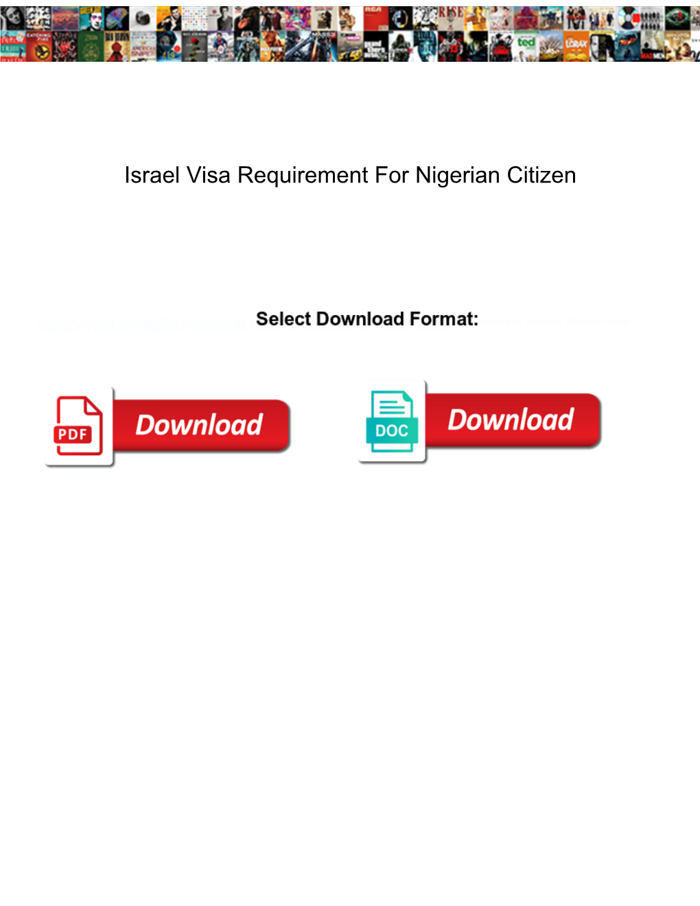 Israel Visa Requirement for Nigerian Citizen