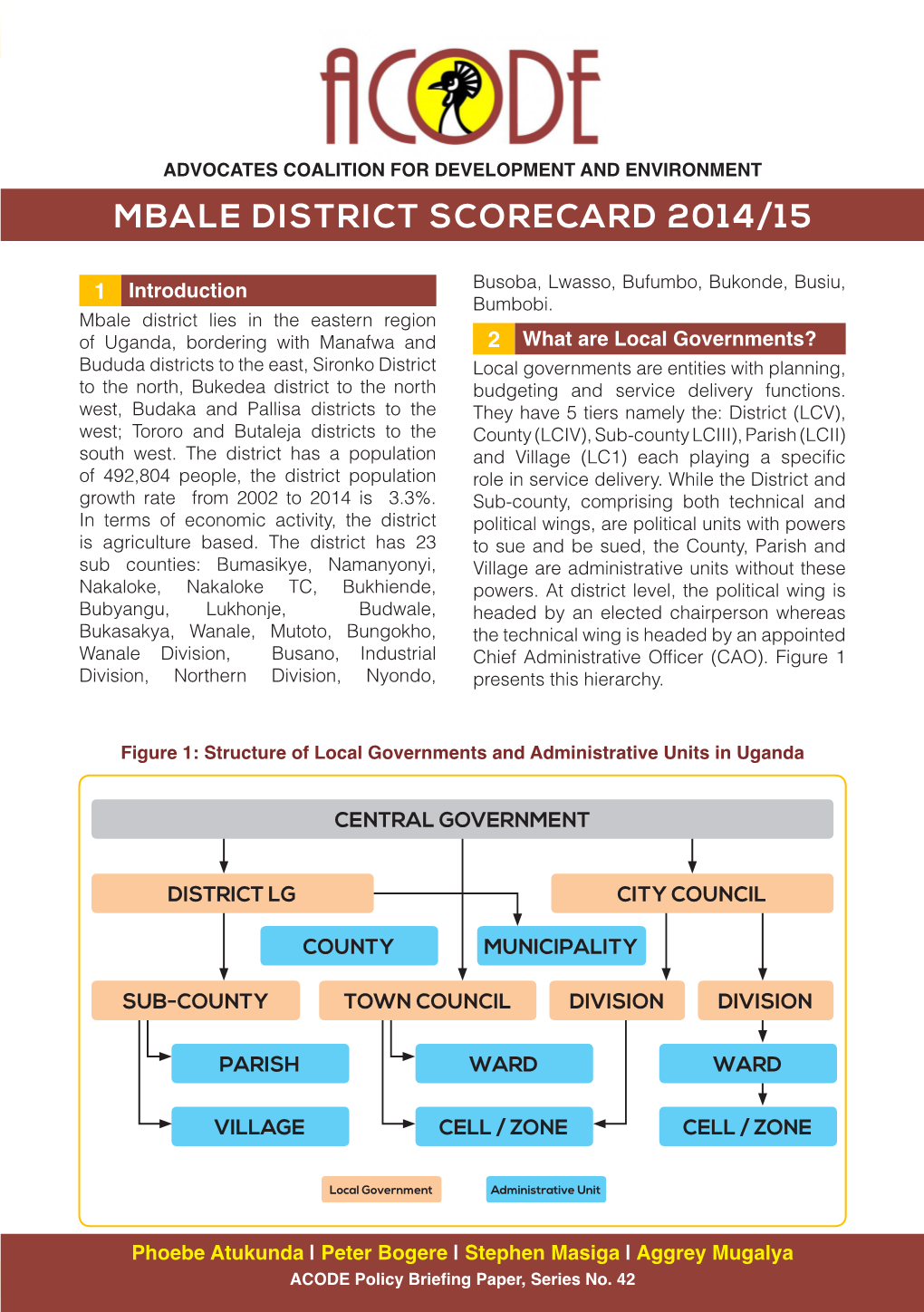 Mbale District Scorecard 2014/15