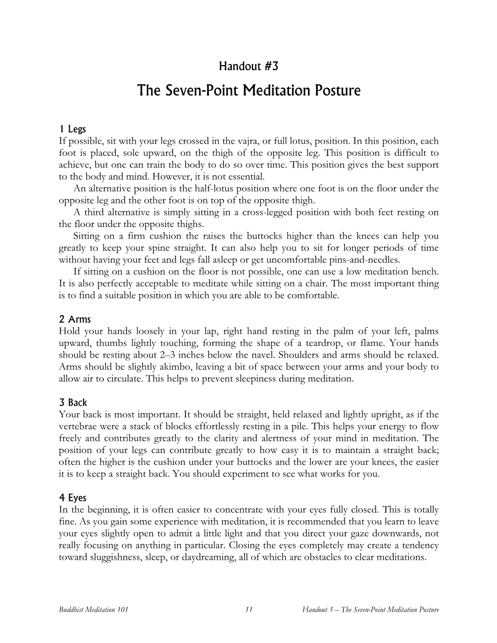 The Seven-Point Meditation Posture