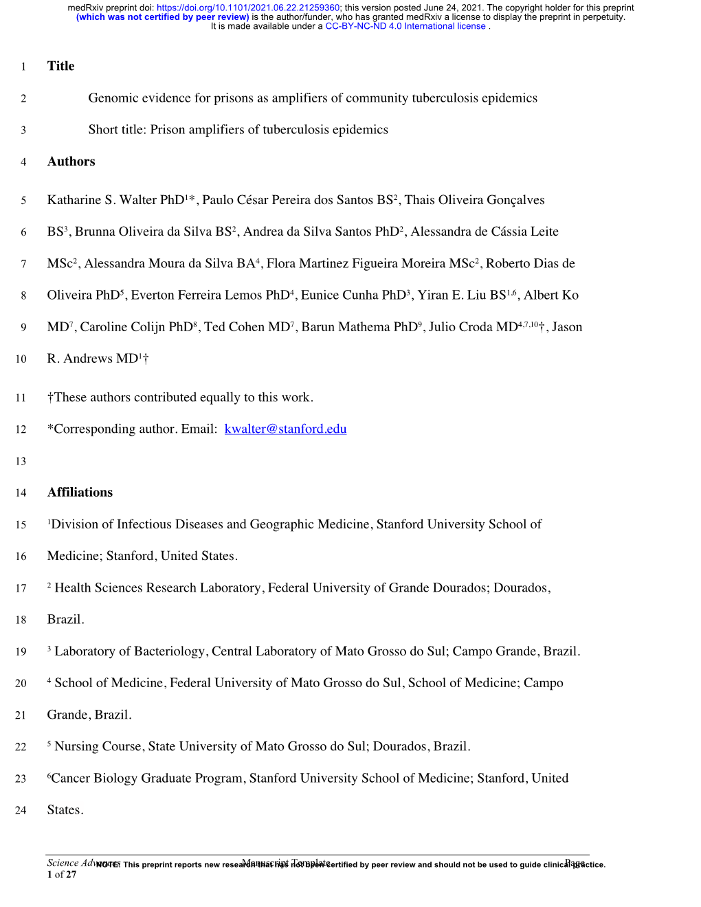 Title Genomic Evidence for Prisons As Amplifiers of Community