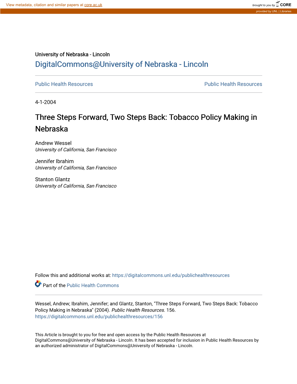 Tobacco Policy Making in Nebraska