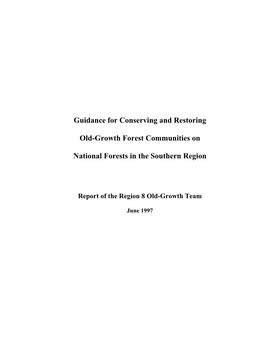 Guidance for Conserving and Restoring Old-Growth Forest