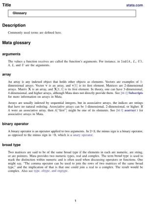 Mata Glossary of Common Terms