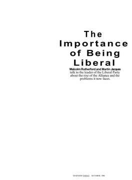 The Importance of Being Liberal