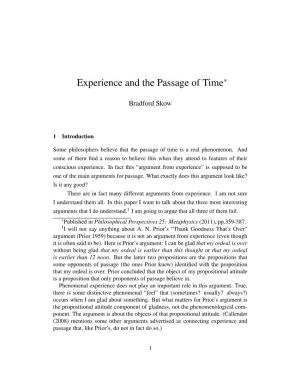 Experience and the Passage of Time∗