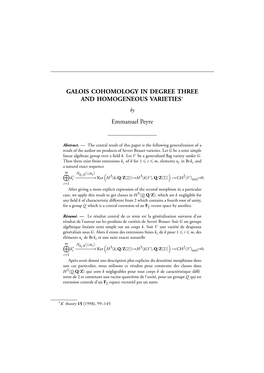 Galois Cohomology and Homogeneous Varieties