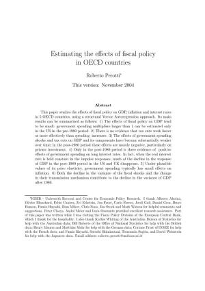 Estimating the Effects of Fiscal Policy in OECD Countries