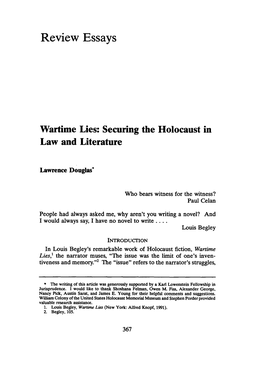 Wartime Lies: Securing the Holocaust in Law and Literature
