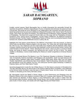 Sarah Baumgarten, Soprano