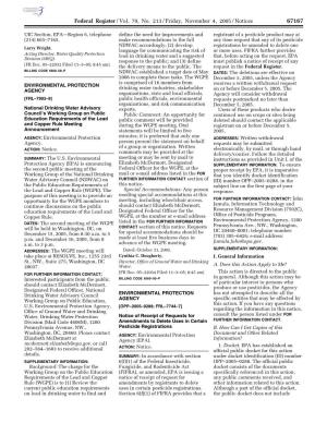 Federal Register/Vol. 70, No. 213/Friday, November 4, 2005/Notices