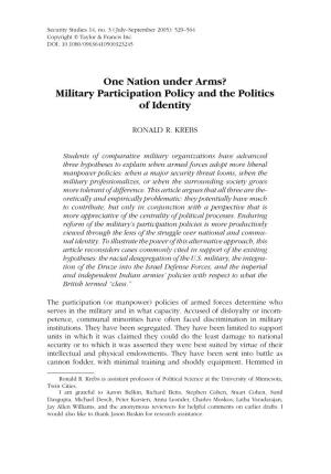 One Nation Under Arms? Military Participation Policy and the Politics of Identity