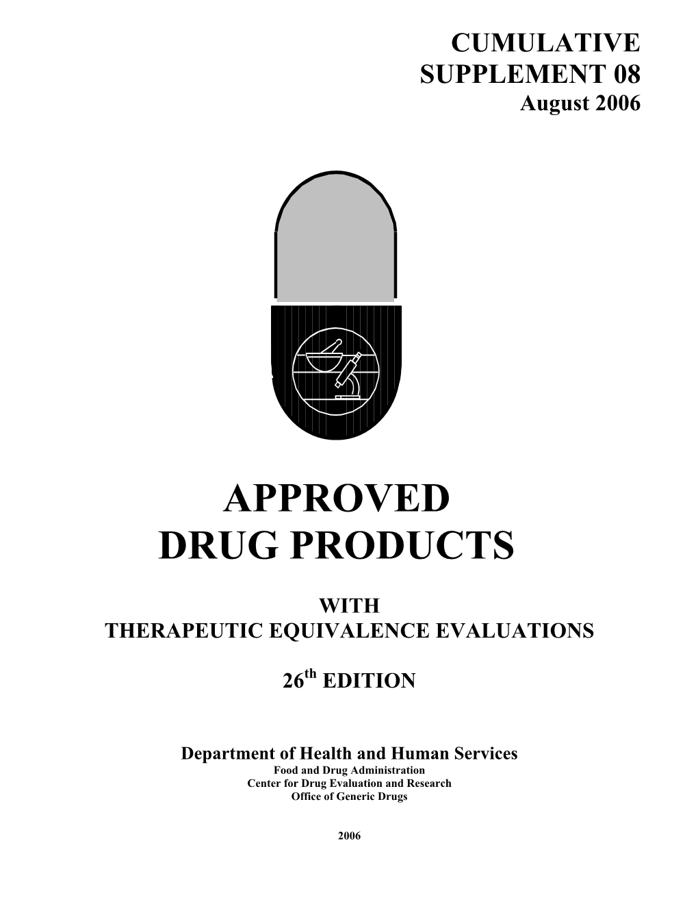 Orange Book Cumulative Supplement 8 August 2006