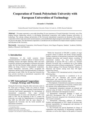 Cooperation of Tomsk Polytechnic University with European Universities of Technology