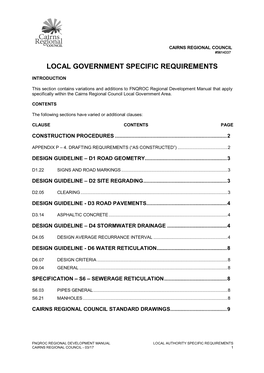 Local Government Specific Requirements