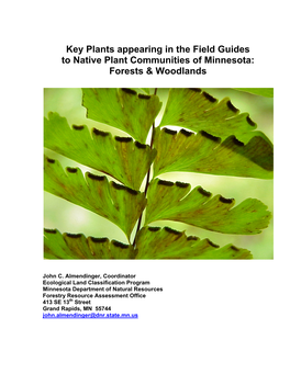 Key Plants Appearing in the Field Guides to Native Plant Communities of Minnesota: Forests & Woodlands